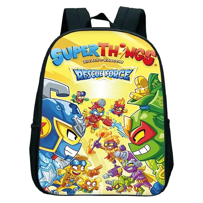 SuperThings Backpack Toddler Cartoon Schoolbag Boys Girls Kindergarten Bag Waterproof Kids Bookbag 12 Inch