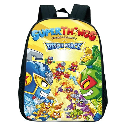SuperThings Backpack Toddler Cartoon Schoolbag Boys Girls Kindergarten Bag Waterproof Kids Bookbag 12 Inch