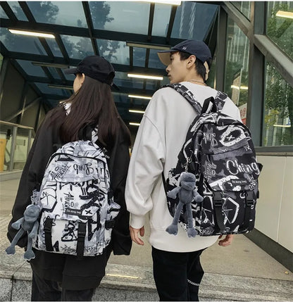 middle high school backpack for teenage boys cool school bag college student backpack large capacity schoolbag for boy cute doll