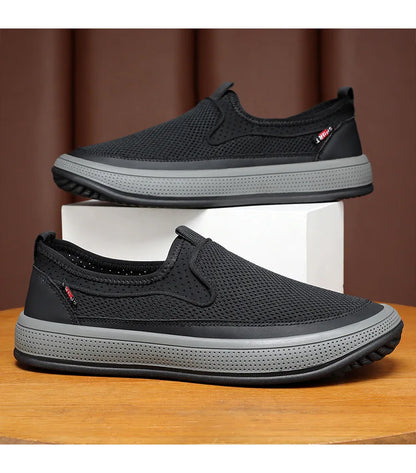 Men's mesh shoes 2026 summer new solid color versatile single shoe breathable soft sole lightweight casual shoes