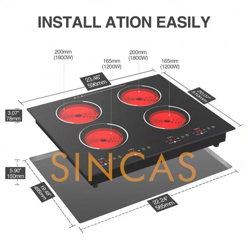 4-Burner Built-in Touchscreen Induction Cooktop Timer High-Power Glass Panel Explosion Proof EfficiencyCommercial Household