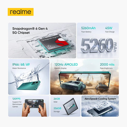 [Clearance] realme P3 5G Smartphone 5260mAh Battery NFC Snapdragon 6 Gen 4 Chipset 6.67" 120Hz AMOLED Display Global Version