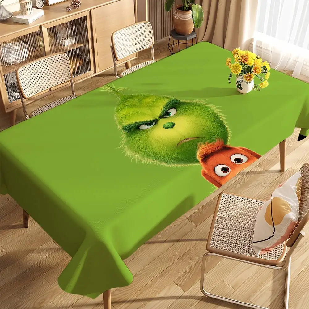 Classic Film G-Grinch-ES Christmas Table Cloth Stain Resistant Decorative Washable Tablecloths Birthday Party Dining table