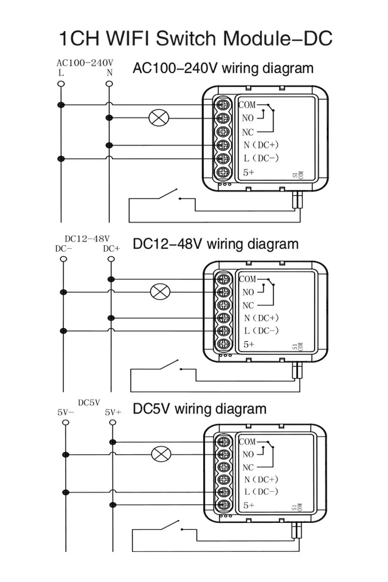 Tuya Smart Dry Contact Switch Module DC5V/12-48V AC110-240V DIY Breaker Relay Compatible with Alexa Google Home