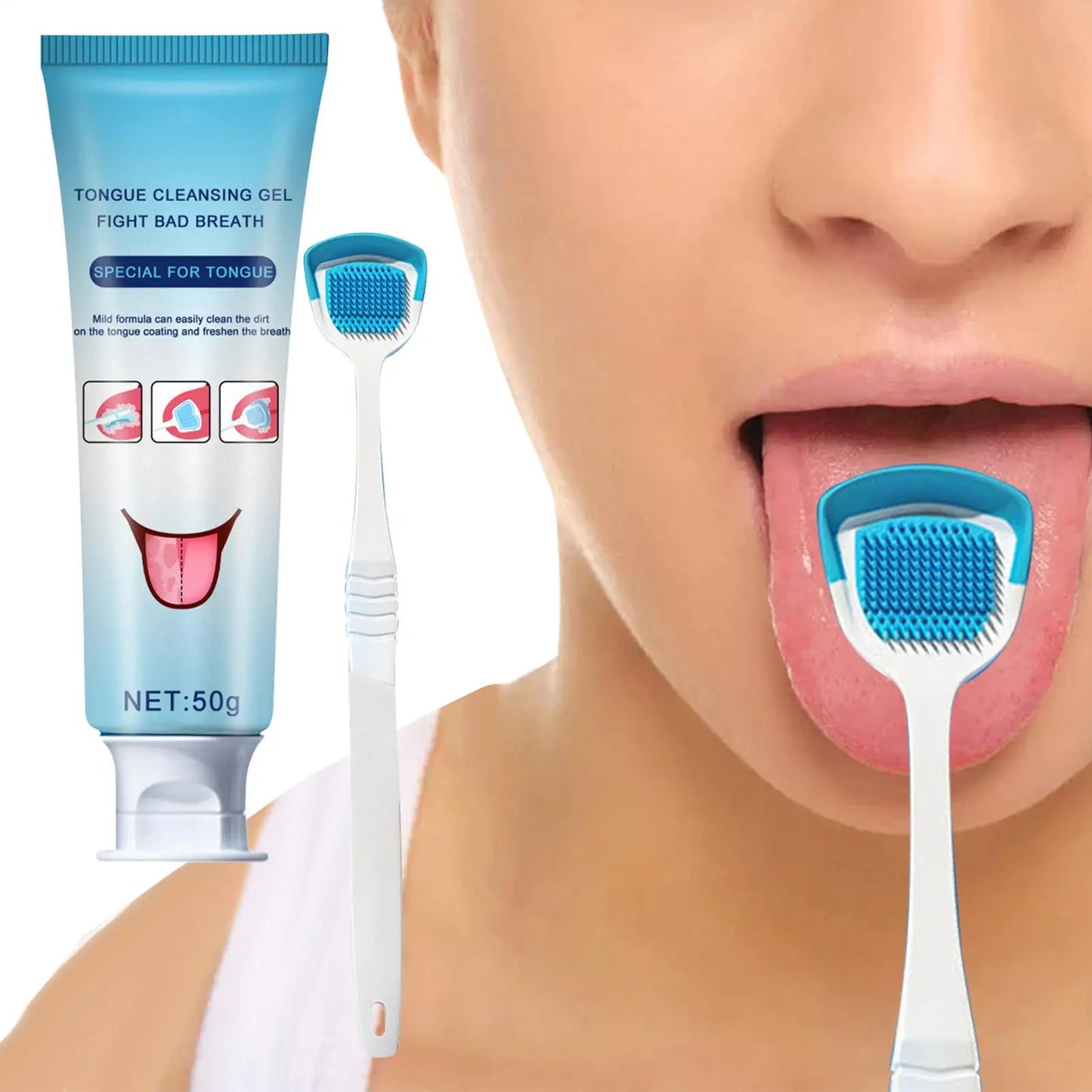 Tongue Coating Cleaning Gel Mint Tongue Scraper Scrubber Orasl Care Removal Odor Health Fresh Breath Care Dental Hygiene Tool