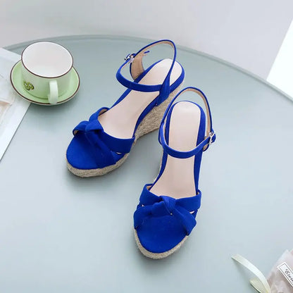 REAVE CAT Brand Women Sandals Open Toe Flock Suede Wedges 11cm Platform Buckle Strap Big Size 44 45 46 Soft Leisure Daily Shoes