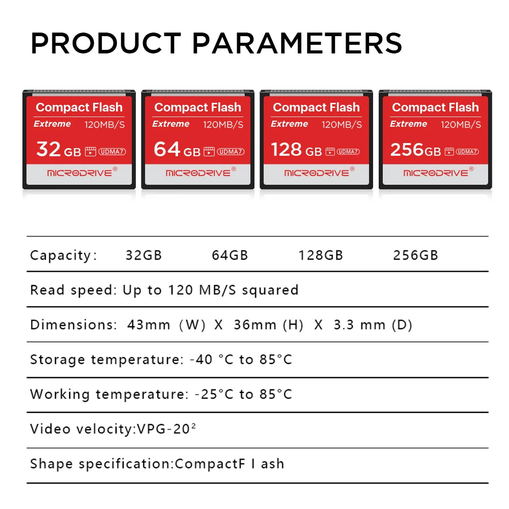 Compact Flash Card 256GB 128GB 32GB 64GB Real Memory Card High Speed 120MB/S CF Card The Best Quality Flash Cards for Camera
