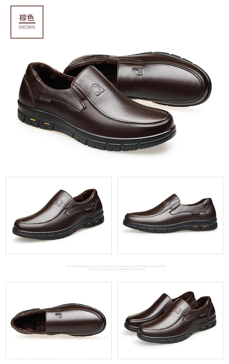 2026 Men's Shoes Genuine Leather Business Dress Leisure Middle-Aged and Elderly Dad's Shoes, Men's Leather Shoes 48 Size Summer