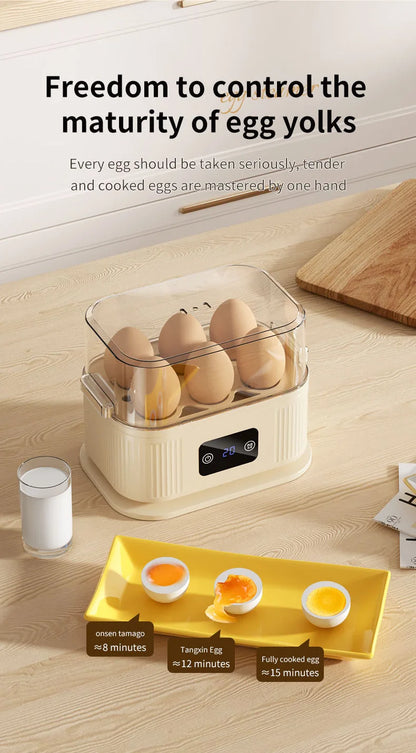 TINSOL Multifunctional Electric Egg Cooker Kitchen Breakfast Maker 200W High-Power Smart Egg Steamer with Timer Function