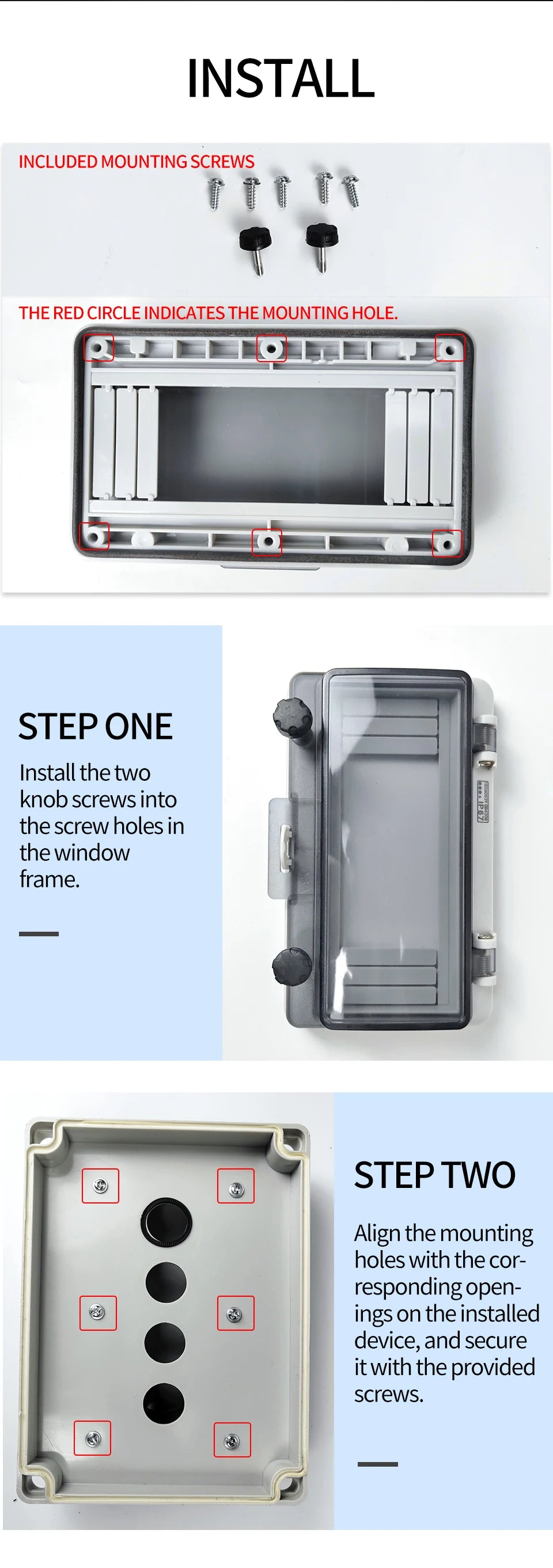 Outdoor Waterproof Window Cover with Lockable Circuit Breaker Electrical Box, Transparent Cover for IP67-Rated Button and Instru