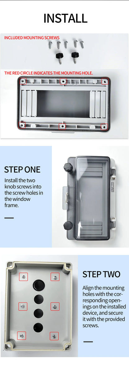 Outdoor Waterproof Window Cover with Lockable Circuit Breaker Electrical Box, Transparent Cover for IP67-Rated Button and Instru