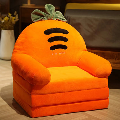 Plush Sofa Backrest Armchair 2 In 1 Foldable Cute Cartoon Lazy Sofa Children Flip Open Sofa Bed For Bedroom Folding Sofa Bed
