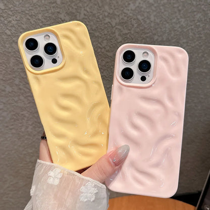 Luxury Soft Silicone For iPhone 11 12 13 14 15 16 17 Pro Max Plus Wave Fold Pattern Candy Bumper Back Cases Protective Cover