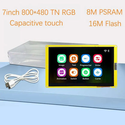 ESP32-S3 7" Smart Display Screen 7.0 inch RGB LCD TFT Module Capacitive Touch Screen8M PSRAM 16M Flash ESP32-8048S070C