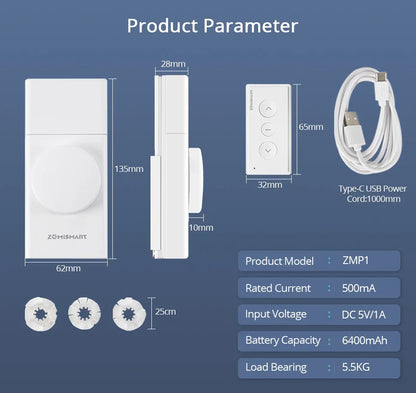 Zemismart Zigbee Smart Roller Shade Driver Built in Battery with Knob Control Speed Work with Tuya App Alexa Google Home Voice