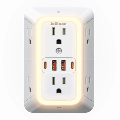 US AC Plug with Induced Light Wall Mounted Power Strip Multi-sockets Network Filter with USB Charging Network Filter Adapter