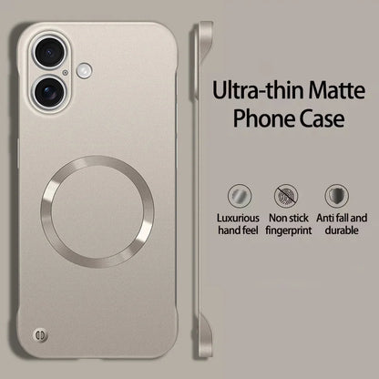 New Slim Thin Matte Metal Painted PC Magnetic Case For Magsafe iPhone 17 Air 17 16 15 14 13 12 Pro Max Plus Frameless Cover
