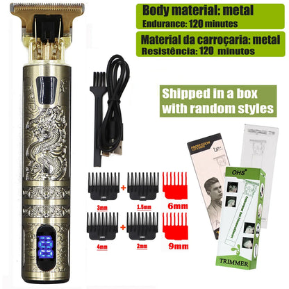 OHS T9 Vintage Electric Hairdresser Oil Shaving Head Pusher Carving Clipper Hair Cutting Machine Precision Trimmer for Men Care