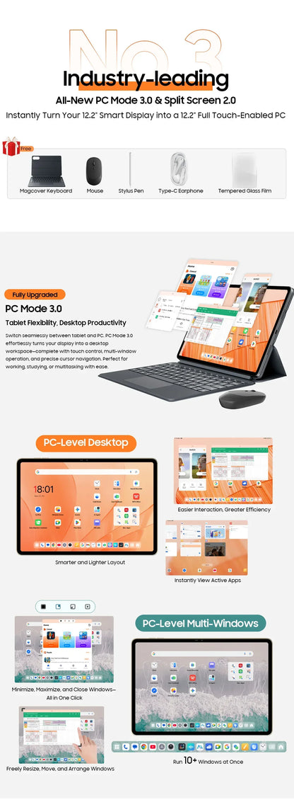 Blackview MEGA 12 Tablet 5G 12.2" 2.4K 120Hz Display Dimensity 7200 CPU IP69K Waterproof 50MP Camera 10000mAh Pad PC