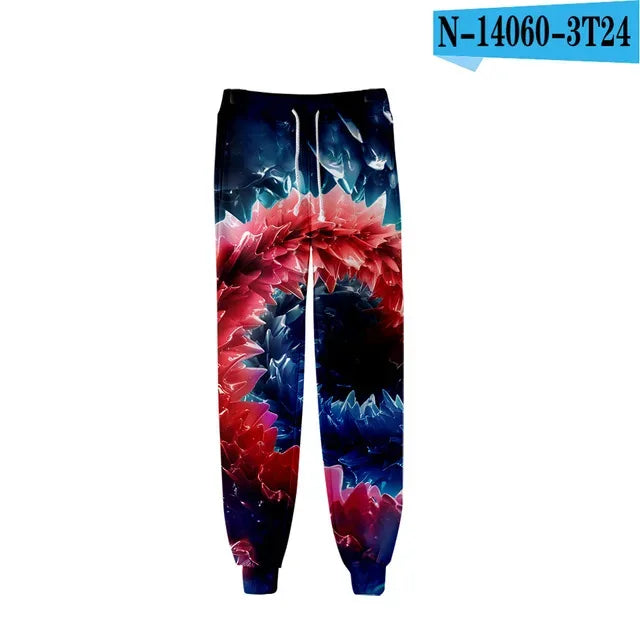 New Hot Sale 3D Print Tie Dye Pink and Green Pants Colorful Psychedelic Trousers Streetwear Men/Women Sweatpants
