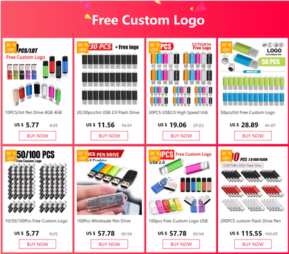 10PCS/lot Pen Drive 8GB 4GB 2GB 1GB USB Flash Drive 16GB Flash Disk 128MB 256MB 512MB Memory Flash Disk 2.0 Free Custom Logo
