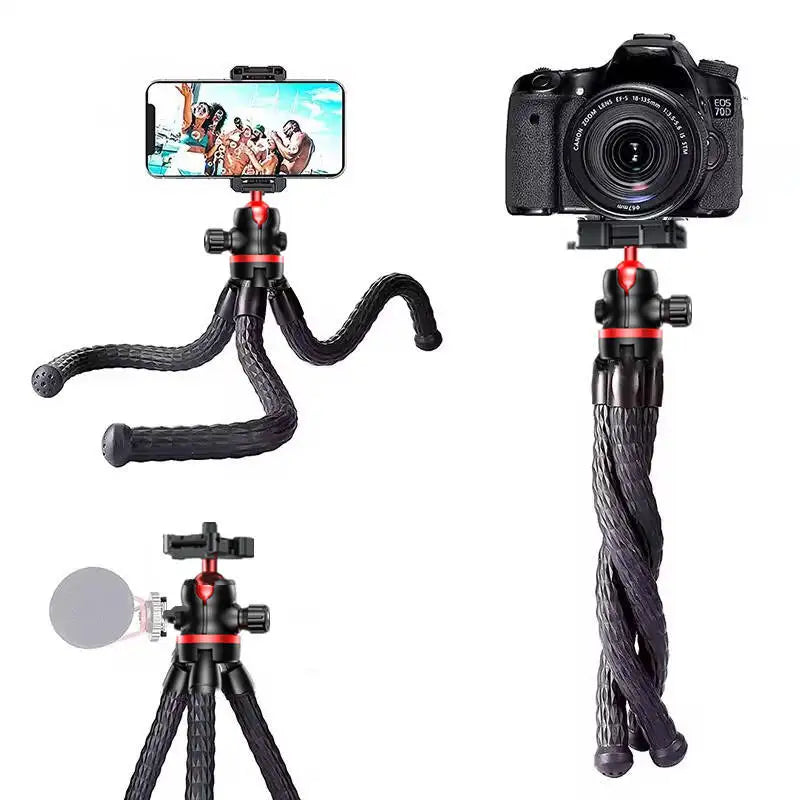 FGCLSY 2025 Flexible Octopus Tripod for iPhone smartphone Camera DSLR 2in1 Design With Phone Holder Side Cold Shoe 1/4'' Screw