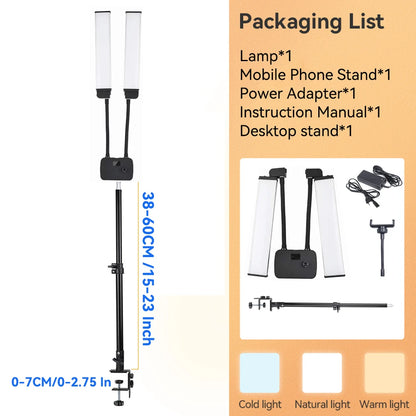45W LED Video Light Double Arms Fill LED Light Selfie Light Long Strips LED Light for Photo Studio Live Broadcast Tiktok Stream