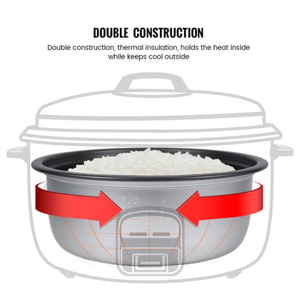 10L Large 60-Cup Commercial Automatic Non-Stick Electric Drum Rice Cooker For Hotels Restaurants Kitchen