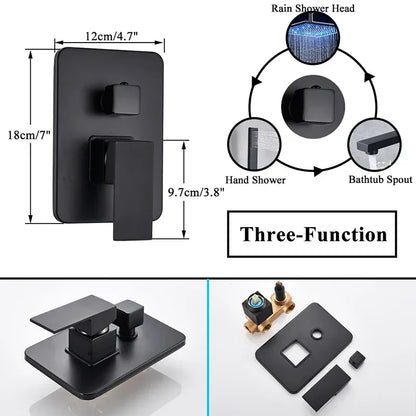 Matte Black LED  Bathroom Showe Faucet Rainfall Shower Head Bath Water Faucet Wall Mounted Bathtub Shower Mixer Tap Shower Set