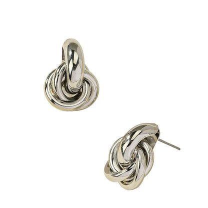 Geometric Gold Plated Stud Earrings For Women Elegant Thick Knot Trendy Hypoallergenic Earring Fashion Jewelry Gift