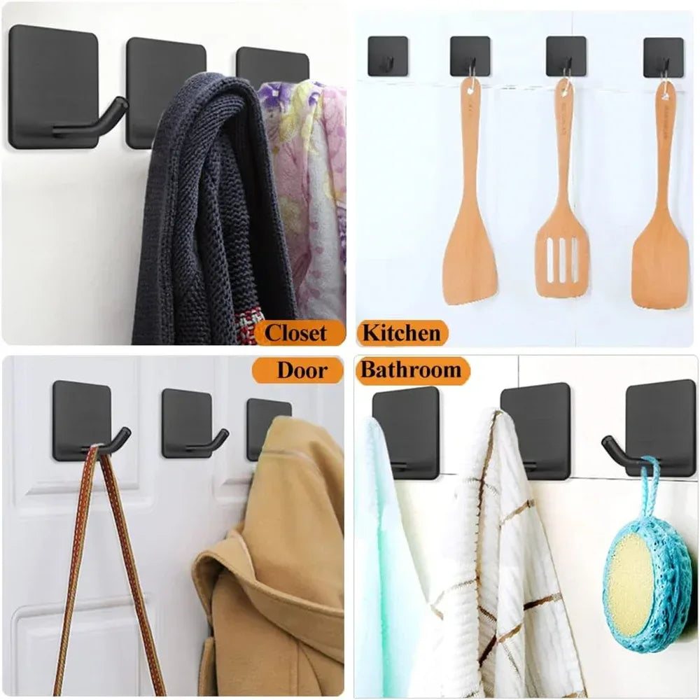 SUS304 Stainless Steel Adhesive Hook Self Adhesive Wall Hooks Hanger Heavy Duty Waterproof Storage Holder Stick on Towel Hooks