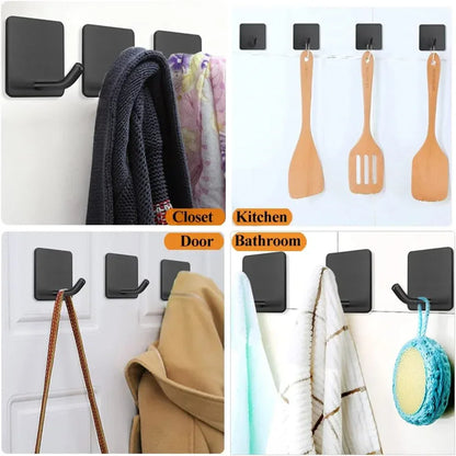 SUS304 Stainless Steel Adhesive Hook Self Adhesive Wall Hooks Hanger Heavy Duty Waterproof Storage Holder Stick on Towel Hooks
