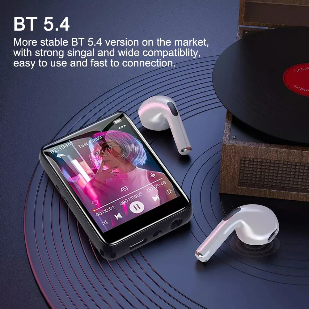 Bluetooth 5.4 MP3 Player Full Screen Walkman Music Player Novel Reading E-book Mp4 Video Player With Earphone Video Recording