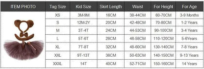 Brown Bear Tutu Skirt Outfit for Baby Girls Christmas Halloween Costumes Children Animal Skirts Girl Birthday Dance Tutus 0-14Y