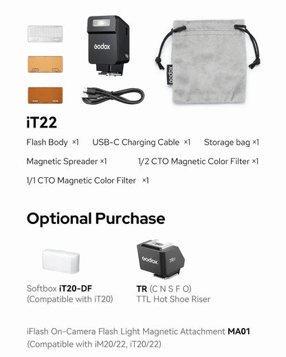 Godox iT20 iT22 C/N/S/F  HSS TTL 2.4G Wireless Touchscreen Pocket Flash for Canon Sony Nikon Olympus Fujifilm