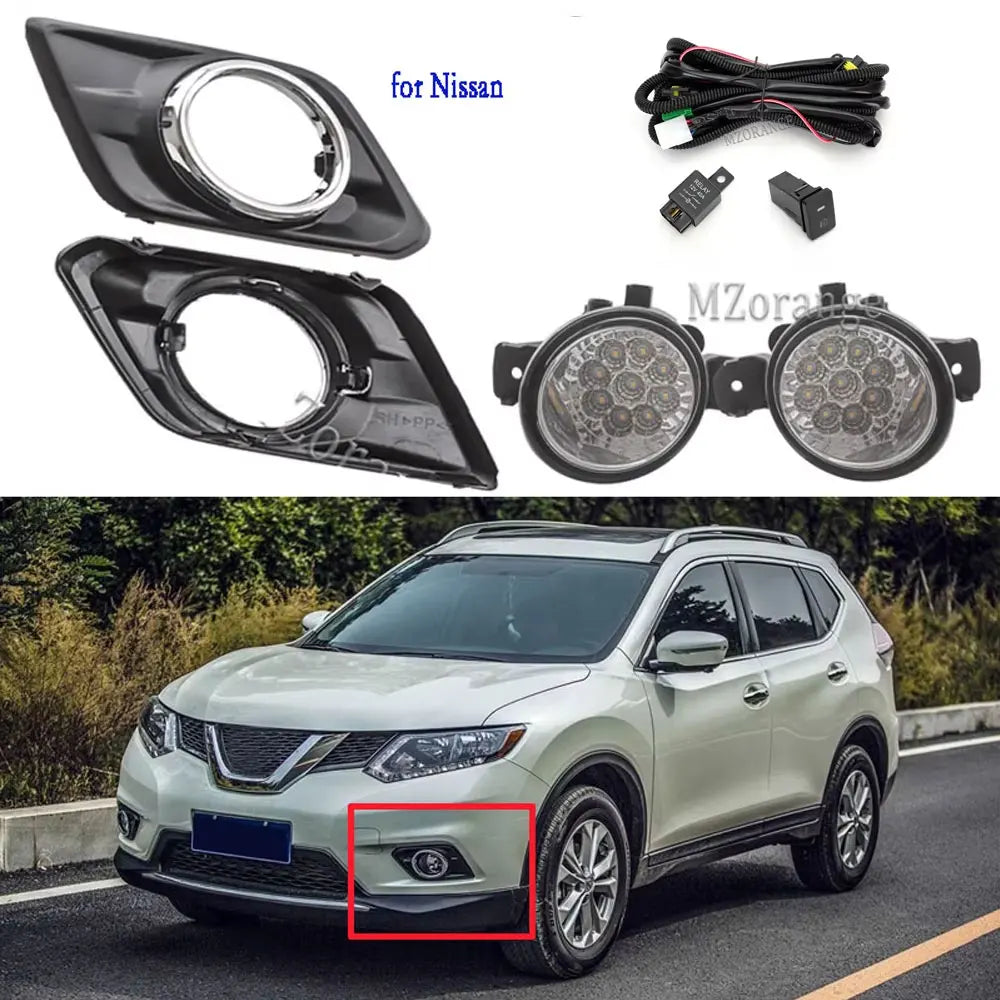 Fog Lights for Nissan X-trail T32 X trail Rogue 2014-2016 Headlight LED Fog Light Switch Harness Cover Grill Fog Lamp Assembly