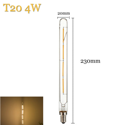 3W 4W 6W T20 E14 LED Tube Light Bulb SES Vintage Retro Filament COB 220V 240V Tubular Antique Lamp 2700K Warm White Glass Shell