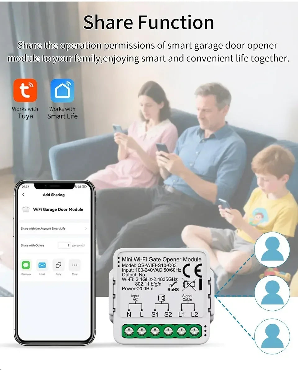 Tuya WiFi Zigbee Garage Door Opener Controller Smart Gate Opener Module Smart Life APP Alexa Google Home Alice Voice Control
