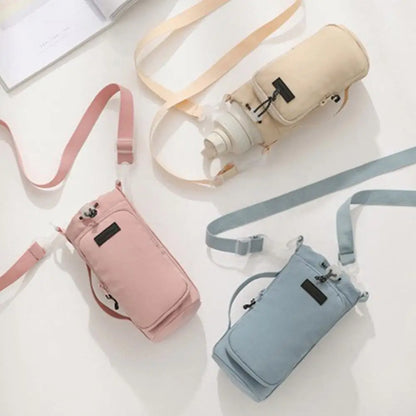 Portable Water Bottle Bag with Adjustable Shoulder Strap Water Bottle Sleeve for Walking Hiking Camping Gym Insulated Protective