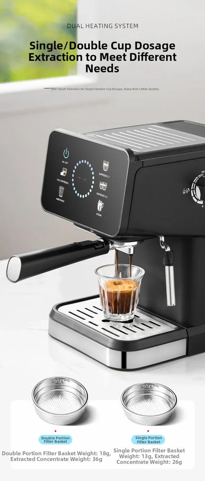 20Bar Pressure, Dual Brew (Hot/Cold), Smart Touchscreen, Milk Frother, Fast Heating, Energy Saving - Perfect for Home Baristas