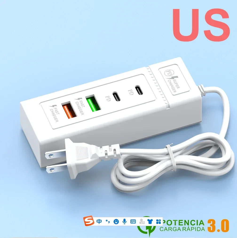 4 Ports USB Fast Charging Charger Type C Wall Charger For iPhone Samsung Xiaomi Huawei Phone Charger EU/US/UK Plug Power Adapter