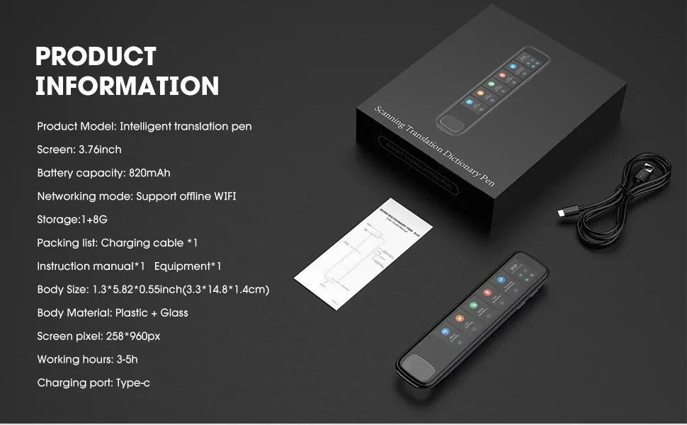 X10 Point Reading Translation Pen 3.76 Inches 142 Language Electronic Voice Scanning Pen Mutual Translation Dictionary Pen