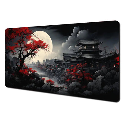 Red and Black Art Landscapes Large Mouse Pad Anti-Slip Durable Desk Mat Offices Accessories Keyboard Mouse Mat Tapis De Bureau