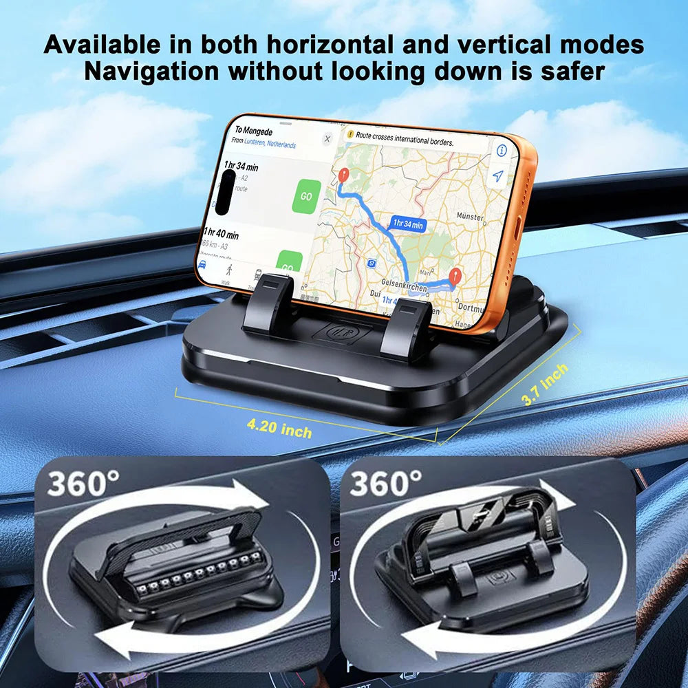 Universal Dashboard Car Phone Holder Upgraded Silicone Phone Mount for Car Dash Anti-Slip Pad Mat Phone Holder with Number Plate