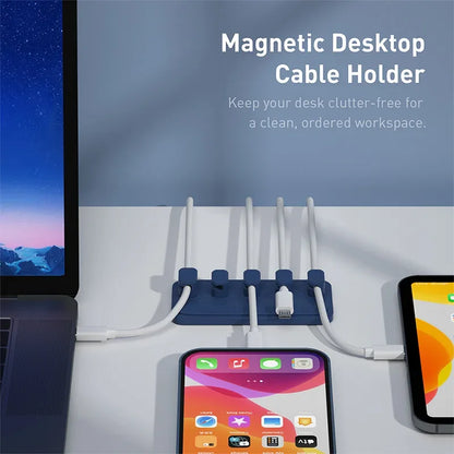 Magnetic Cable Management Holder Desktop Cable Clip Multipurpose Cord Keeper For Home Office For Mouse Charging Cables Storage