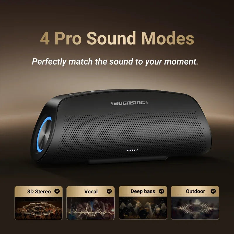 BOGASING G7 Pro Powerful Bluetooth Speaker, 120W Loud Stereo Sound Party Speaker, 20H Playtime, 2-Way Audio, RGB Breathing Light