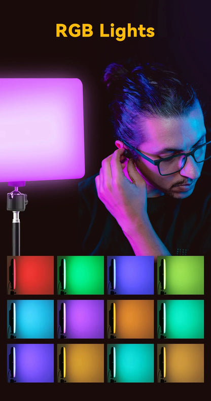 10inch RGB LED Photography Video Light Panel Lighting Photo Studio Lamp Kit Remote Control For Shoot Live Streaming Tripod Stand