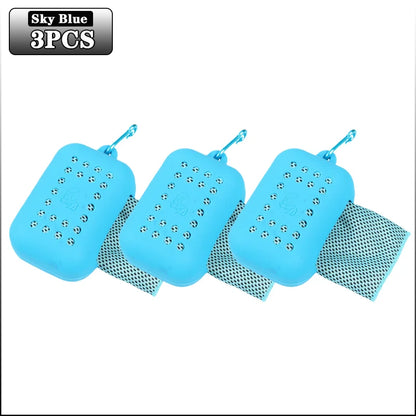 10PCS Portable Mini Silica Gel Set Cold Towel Polyester Fiber Outdoor Cooling Towel Fitness sports gym Run quick Dry Cool Towel