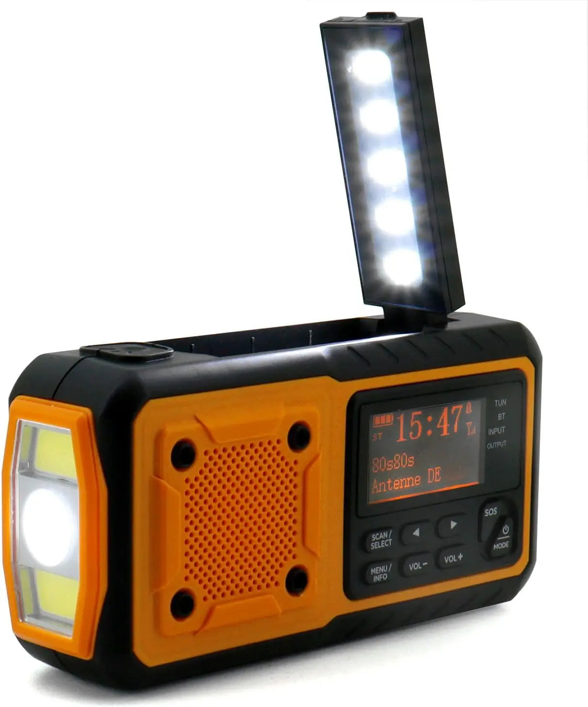 Solar Crank DAB+ FM Radio with 5000 mAh Power Bank,  Bluetooth speaker Emergency Radio, USB-C  Phone Charge, SOS Alarm, Torch