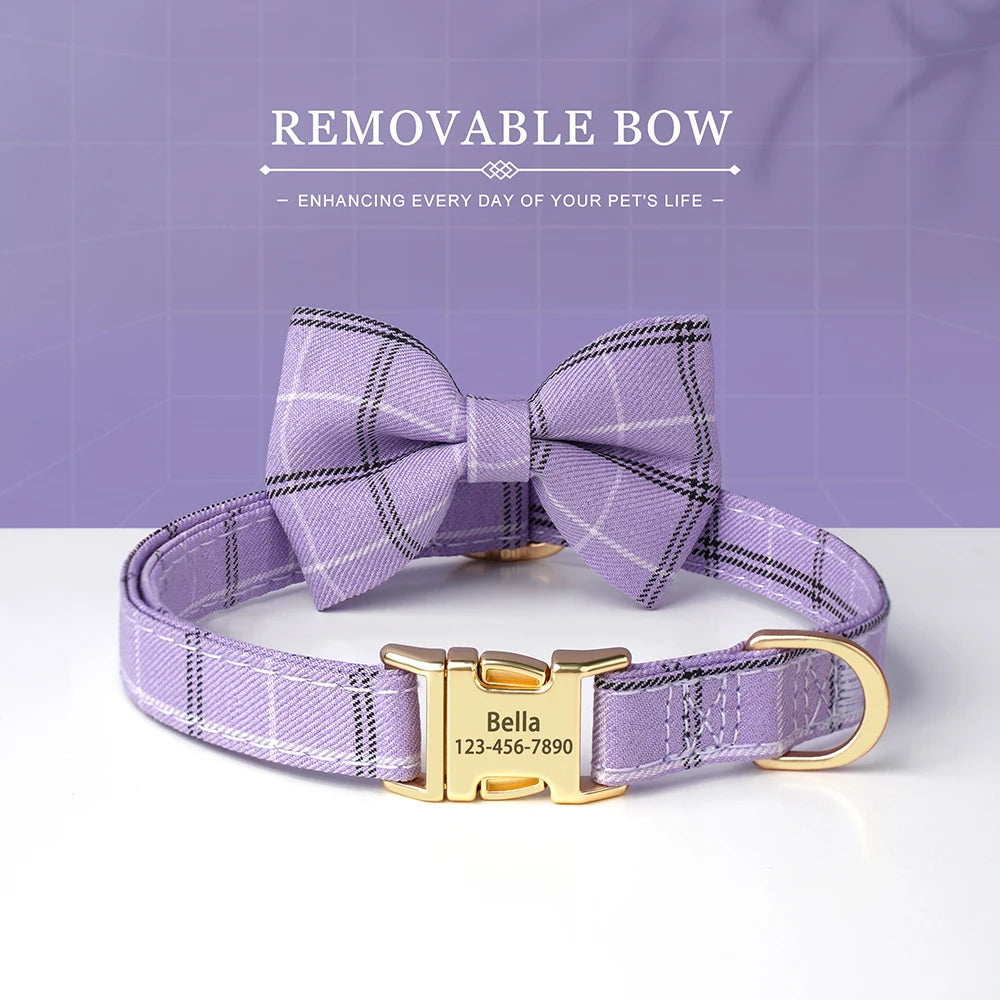 Personalized Dog Collar Cute Bowtie Puppy Cat Free Engraving Pet Buckle Collar For Small Medium Dogs Cats Chihuahua Yorkshire